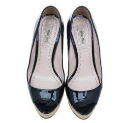 Miu Miu Black Patent Open Toe Pumps Size 36