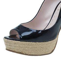 Miu Miu Black Patent Open Toe Pumps Size 36