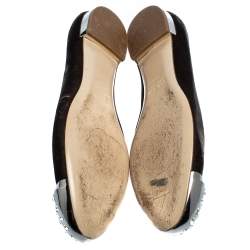 Pre Owned Miu Miu Brown Velvet Embellished Smoking Slippers Size 38.5