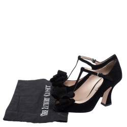 Miu Miu Black Suede Bow T-Strap Sandals Size 36