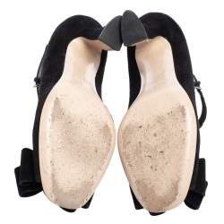 Miu Miu Black Suede Bow T-Strap Sandals Size 36