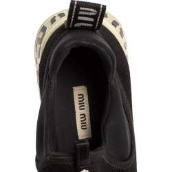 Pre Owned Miu Miu Black Stretch Knit Crystal Embellished Run Sneakers Size 36.5
