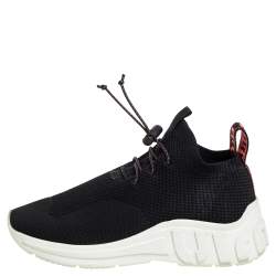 Pre Owned Miu Miu Black Knit Fabric Low Top Sneakers Size 37