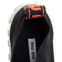 Pre Owned Miu Miu Black Knit Fabric Low Top Sneakers Size 37