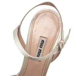 Miu Miu White Satin Crystal Embellished Sandals Size 40