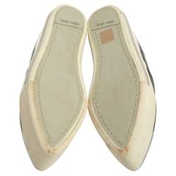 Pre Owned Miu Miu Black Leather Metal Cap Toe Slip On Sneakers Size 37
