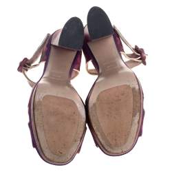 Miu Miu Pink Python Embossed Leather Platform Sandals Size 36.5