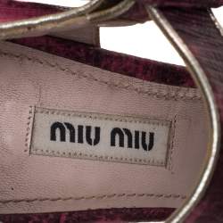 Miu Miu Pink Python Embossed Leather Platform Sandals Size 36.5