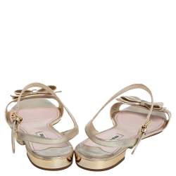 Miu Miu Gold Leather Ankle Strap Sandals Size 40