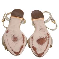 Miu Miu Gold Leather Ankle Strap Sandals Size 40