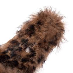 Miu Miu Brown Fur Pearl Embellished Sandals Size 40