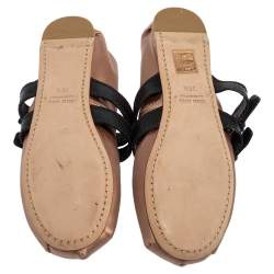 مملوكة مسبقًا حذاء فلات باليه ميو ميو إبزيم ساتان أسود/ بيج مقاس 36.5