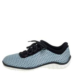 مملوكة مسبقًا Miu Miu Blue/Black Mesh And Fabric Low Top Sneakers Size 38.5