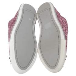Pre Owned Miu Miu Pink Glitter Low Top Sneakers Size 39