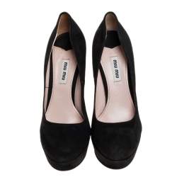 Miu Miu Black Suede Platform Pumps Size 38.5