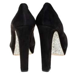 Miu Miu Black Suede Platform Pumps Size 38.5