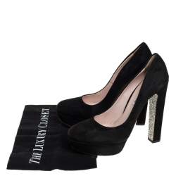 Miu Miu Black Suede Platform Pumps Size 38.5
