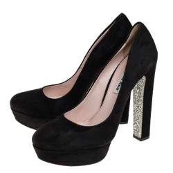 Miu Miu Black Suede Platform Pumps Size 38.5