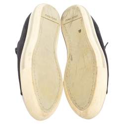 Miu Miu Black/Silver Patent Leather Metal Cap Toe Sneakers Size 38