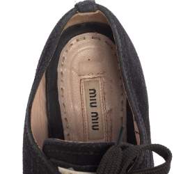 Miu Miu Black/Silver Patent Leather Metal Cap Toe Sneakers Size 38