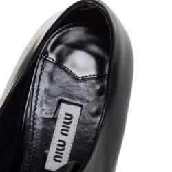 Miu Miu Black/Silver Leather Lace Up Derby Size 38