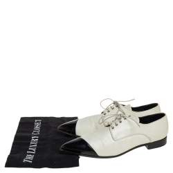 Miu Miu Off-white/Black Leather Cap Toe Pointed Toe Derby Size 38