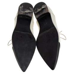 Miu Miu Off-white/Black Leather Cap Toe Pointed Toe Derby Size 38