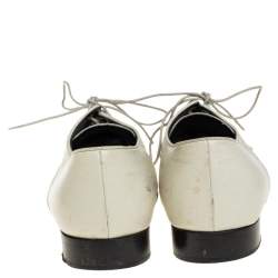 Miu Miu Off-white/Black Leather Cap Toe Pointed Toe Derby Size 38