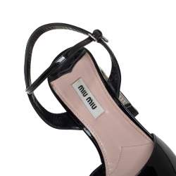 Pre Owned Miu Miu Black Patent Leather Slingback Sandals Size 39.5