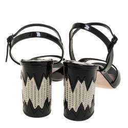 Pre Owned Miu Miu Black Patent Leather Slingback Sandals Size 39.5