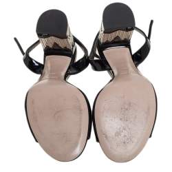 Pre Owned Miu Miu Black Patent Leather Slingback Sandals Size 39.5
