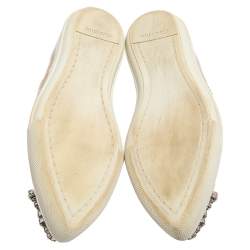 Miu Miu Beige Patent Embellished Cap Toe Slip On Sneakers Size 38
