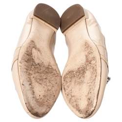 Miu Miu Beige Patent Leather Crystal Embellished Smoking Slippers Size 39 