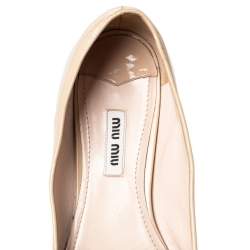 Miu Miu Beige Patent Leather Crystal Embellished Smoking Slippers Size 39 