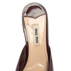 Miu Miu Maroon Patent Leather Bow Slide Sandals Size 37.5