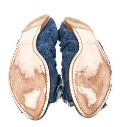 Miu Miu Blue Denim Crystal Embellished Ballet Flats Size 37