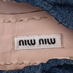 Miu Miu Blue Denim Crystal Embellished Ballet Flats Size 37