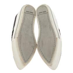 مملوكة مسبقًا Miu Miu Black Leather Metal Cap Toe Platform Slip On Sneakers Size 36