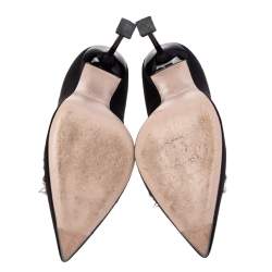 Pre Owned Miu Miu Black Satin Crystal and Pearl Embellished Pointed Toe Pumps Size 39