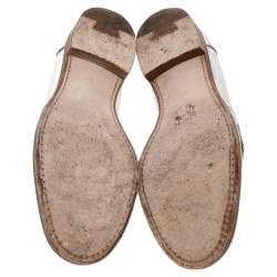 Miu Miu Silver/Black Patent And Leather Slip on Loafers Size 38