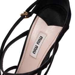 Pre Owned Miu Miu Black Suede Open Toe Ankle Strap Sandals Size 39