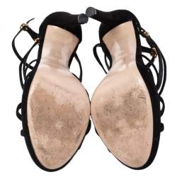 Pre Owned Miu Miu Black Suede Open Toe Ankle Strap Sandals Size 39