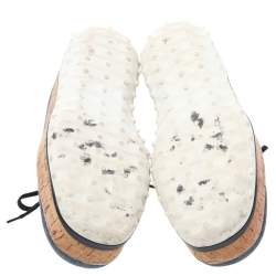 Pre Owned Miu Miu Blue Denim Astro Cork Platform Sneakers Size 36.5