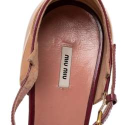 Miu Miu Beige /Pink Patent Leather Peep Toe Ankle Strap Sandals Size 38.5