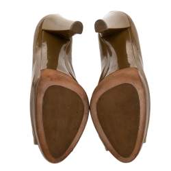 Miu Miu Dark Beige Patent Leather Peep Toe Pumps Size 39