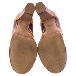 مملوكة مسبقًا Miu Miu Multicolor Patent Leather Brogue Pumps Size 38