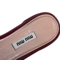 Miu Miu Burgundy Satin and Fabric Knot Slide Flats Size 37.5