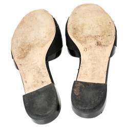 Miu Miu Black Patent Leather Crystal Embellished Slide Flats Size 39.5