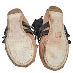 Pre Owned Miu Miu  Beige Leather  Buckle Detail Ballet Flats Size 37