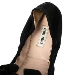 Pre Owned Miu Miu Black Suede Cap Toe Ballet Flats Size 39.5